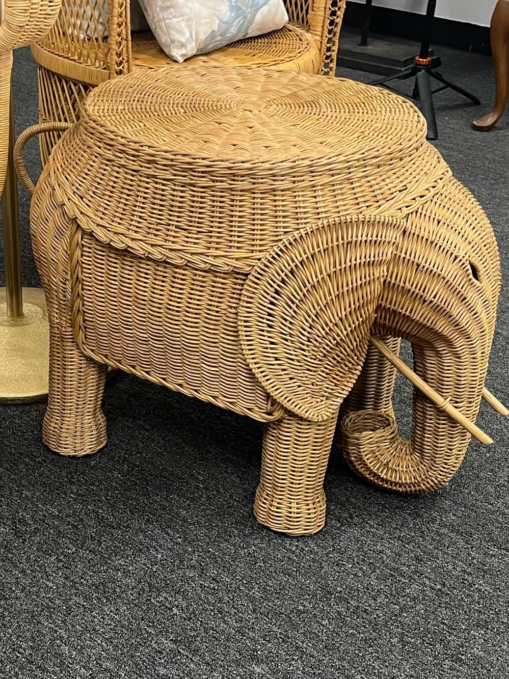 Wicker Elephant side table/ Ottoman in Natural Rattan